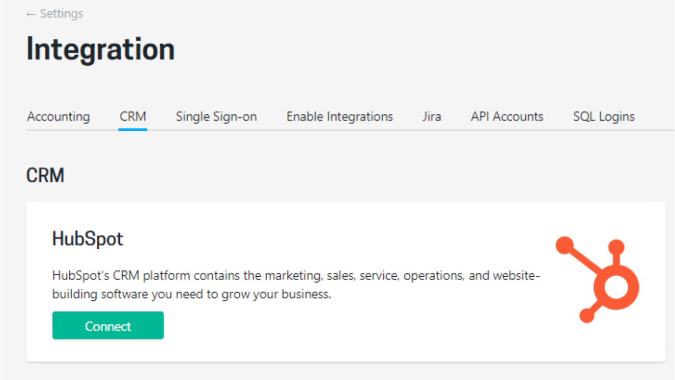 An image of the Projectworks interface showing the HubSpot integration.